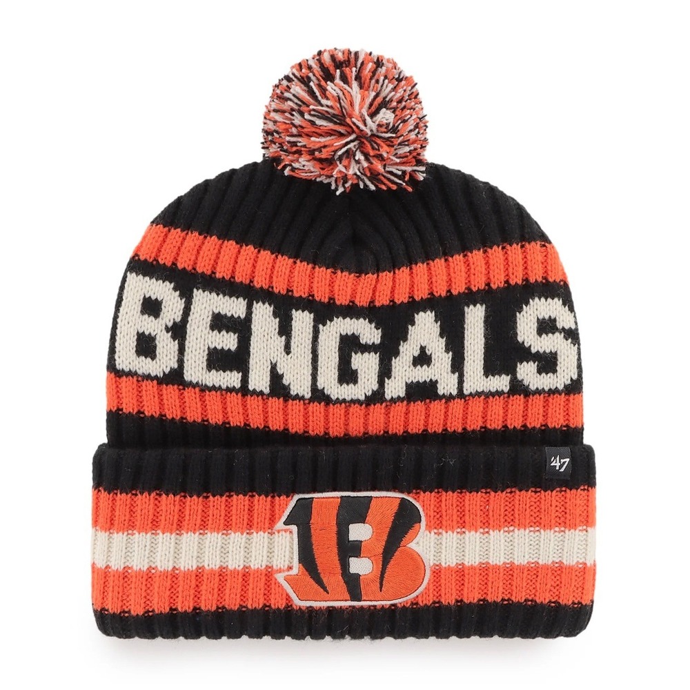 Cincinnati Bengals Bering 47 Brand Cuff Knit Beanie Hat Black Orange